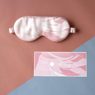 Pink Printed Silk Eye Mask UK