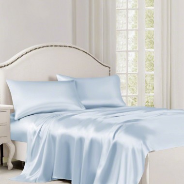 Baby Blue 22 Momme Mulberry Silk Flat Sheet UK