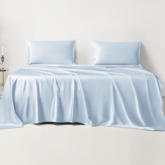 Baby Blue 22 Momme Mulberry Silk Sheet Set UK