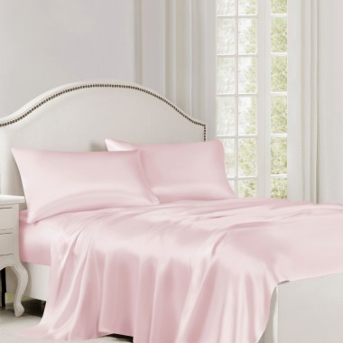 Baby Pink 22 Momme Mulberry Silk Flat Sheet UK