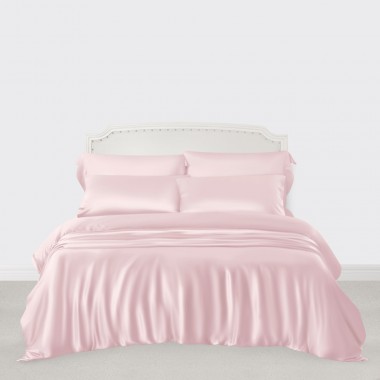 Baby Pink 3 PCS 22 Momme Mulberry Silk Duvet Cover Set UK