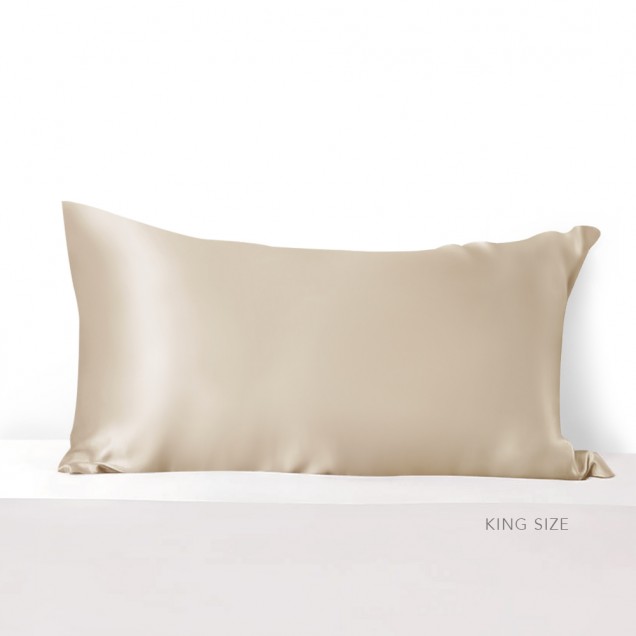 Beige 22 Momme Mulberry Silk Pillowcase with Hidden Zipper UK