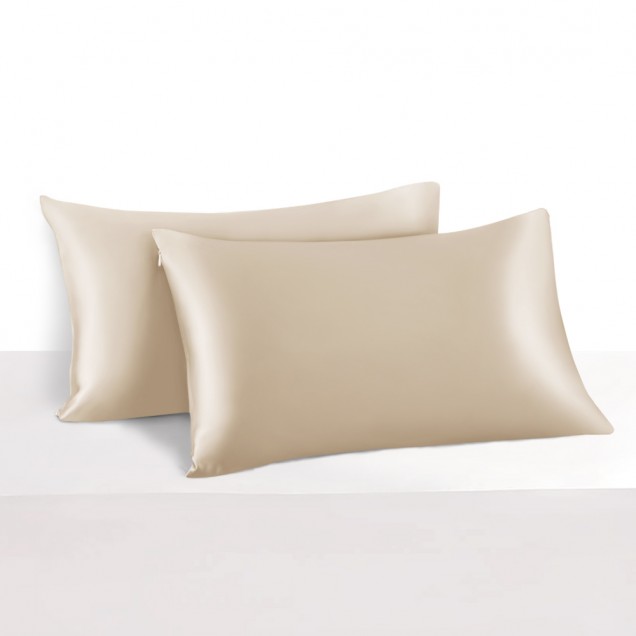 Beige 22 Momme Mulberry Silk Pillowcase with Hidden Zipper UK