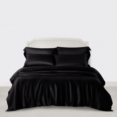 Black 3 PCS 22 Momme Mulberry Silk Duvet Cover Set UK