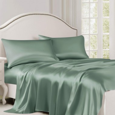 Celadon Green 22 Momme Mulberry Silk Flat Sheet UK