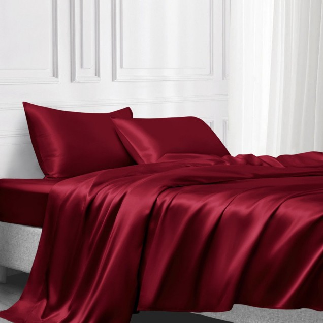 Claret 22 Momme Mulberry Silk Flat Sheet UK