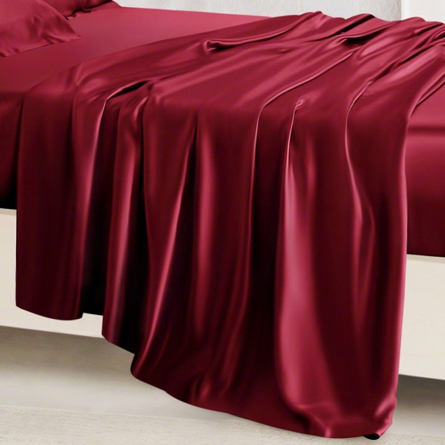 Claret 22 Momme Mulberry Silk Flat Sheet UK