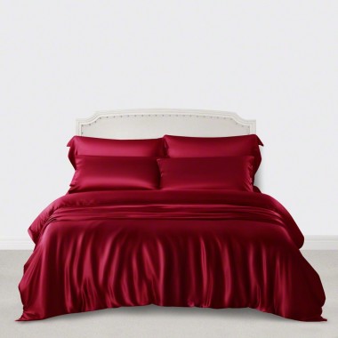 Claret 3 PCS 22 Momme Mulberry Silk Duvet Cover Set UK