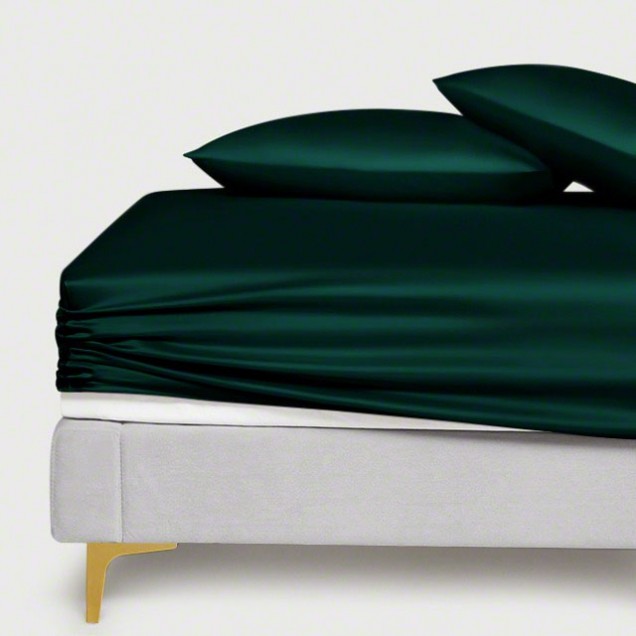 Dark Green 22 Momme Mulberry Silk Fitted Sheet UK