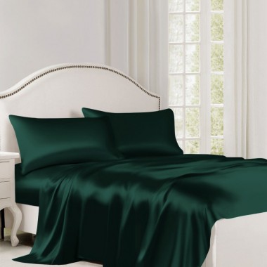 Dark Green 22 Momme Mulberry Silk Flat Sheet UK