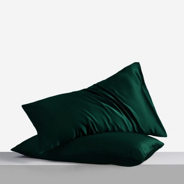 Dark Green Envelope 22 Momme Mulberry Silk Pillowcase UK