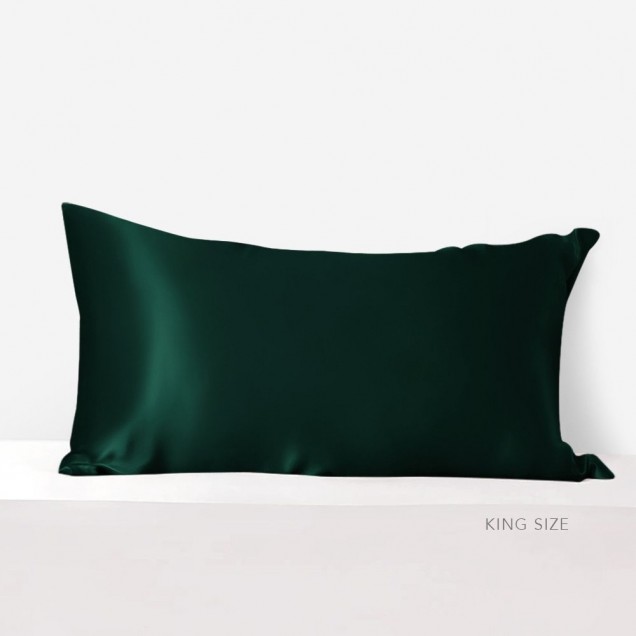 Dark Green 22 Momme Mulberry Silk Pillowcase with Hidden Zipper UK