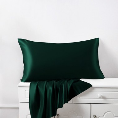 Dark Green 22 Momme Mulberry Silk Pillowcase with Hidden Zipper UK