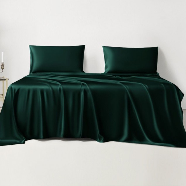 Dark Green 22 Momme Mulberry Silk Sheet Set UK