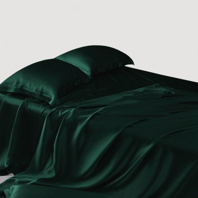 Dark Green 22 Momme Mulberry Silk Sheet Set UK