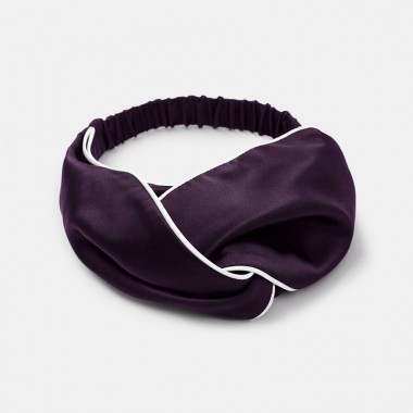 Dark Purple & Ivory Silk Headband UK