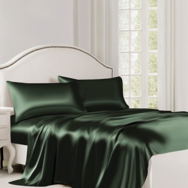 Hunter Green 22 Momme Mulberry Silk Flat Sheet UK