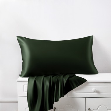 Hunter Green 22 Momme Mulberry Silk Pillowcase with Hidden Zipper UK