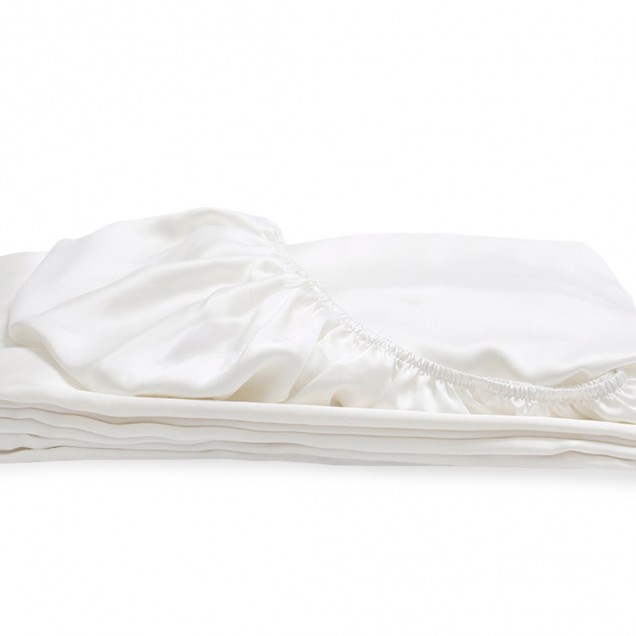 Ivory 22 Momme Mulberry Silk Fitted Sheet UK