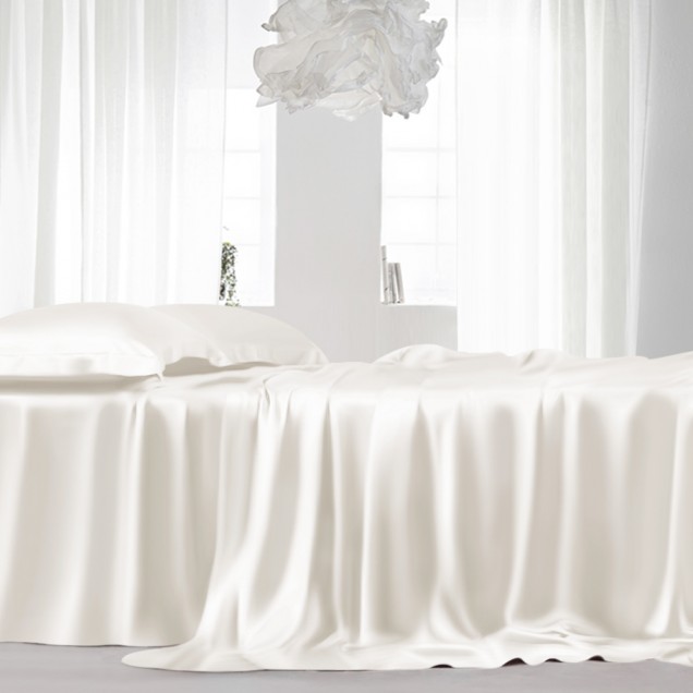 Ivory 22 Momme Mulberry Silk Flat Sheet UK