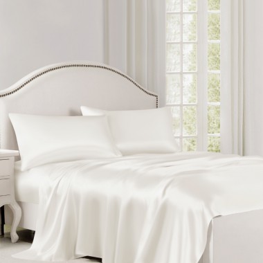 Ivory 22 Momme Mulberry Silk Flat Sheet UK