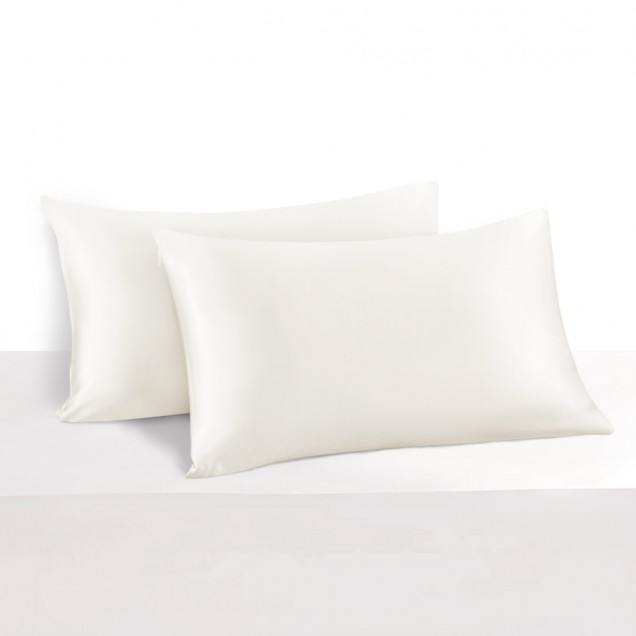 Ivory 22 Momme Mulberry Silk Pillowcase with Hidden Zipper UK