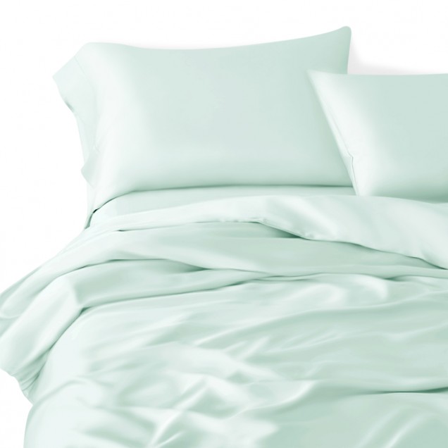 Light Cyan 22 Momme Mulberry Silk Duvet Cover UK