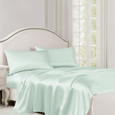 Light Cyan 22 Momme Mulberry Silk Flat Sheet UK