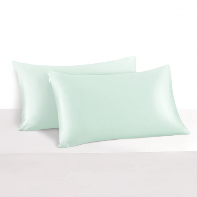 Light Cyan 22 Momme Mulberry Silk Pillowcase with Hidden Zipper UK