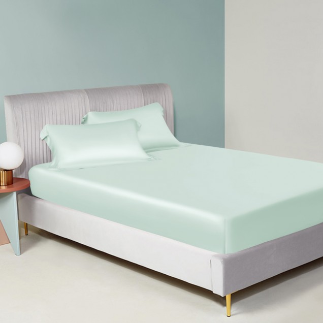 Light Cyan 22 Momme Mulberry Silk Sheet Set UK