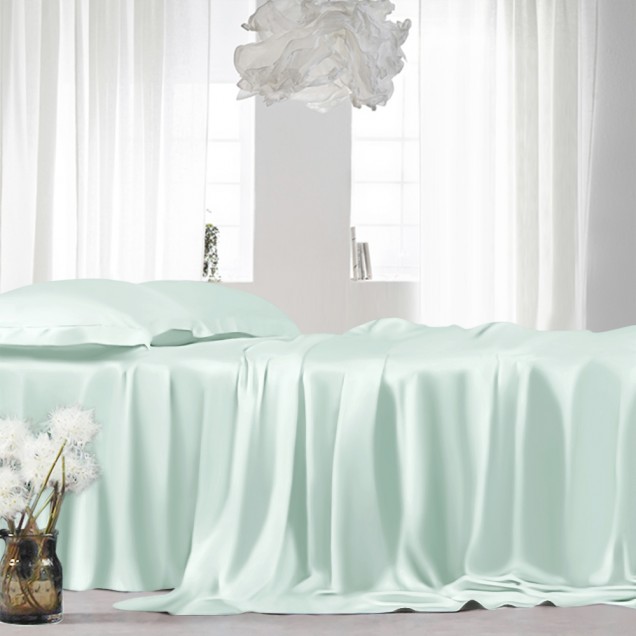 Light Cyan 22 Momme Mulberry Silk Sheet Set UK