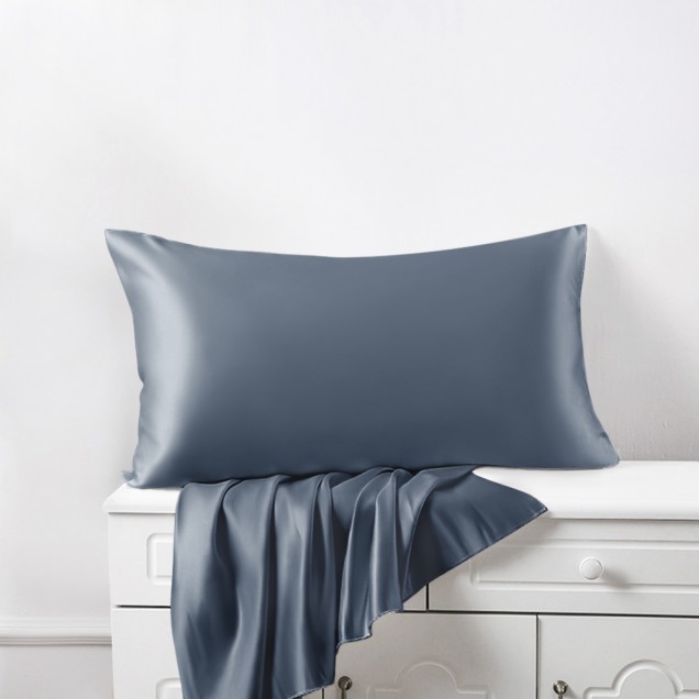 Misty Blue 22 Momme Mulberry Silk Pillowcase with Hidden Zipper UK