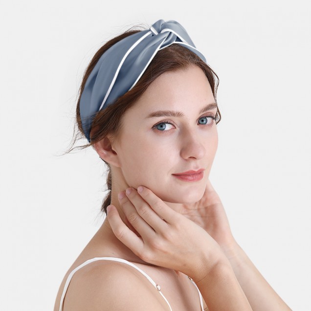 Misty Blue & Ivory Silk Headband UK