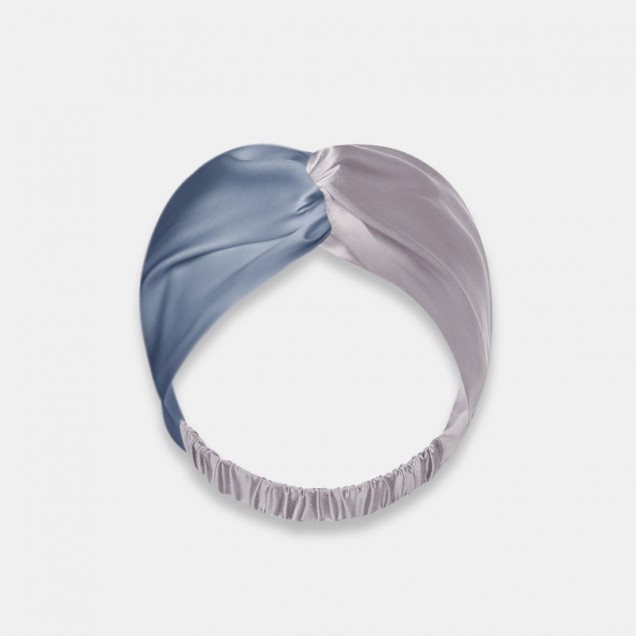 Misty Blue & Silver Mulberry Silk Headband UK