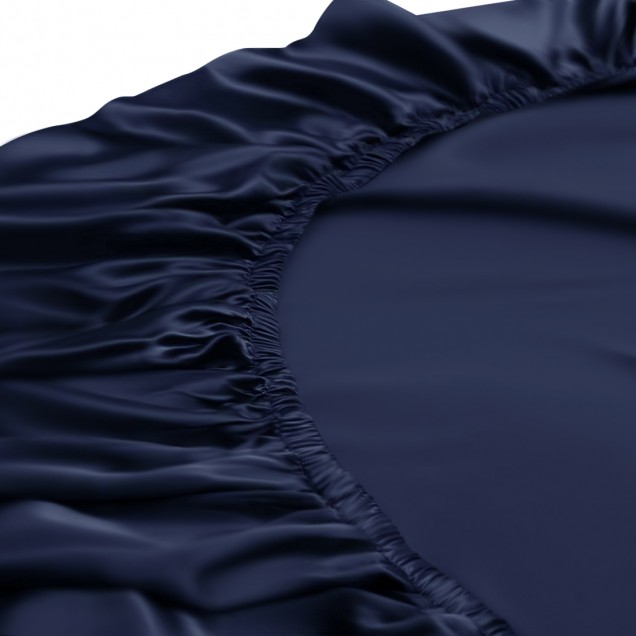 Navy 22 Momme Mulberry Silk Fitted Sheet UK