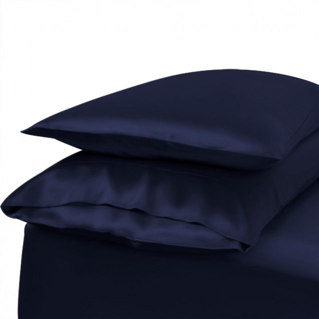 Navy Envelope 22 Momme Mulberry Silk Pillowcase UK