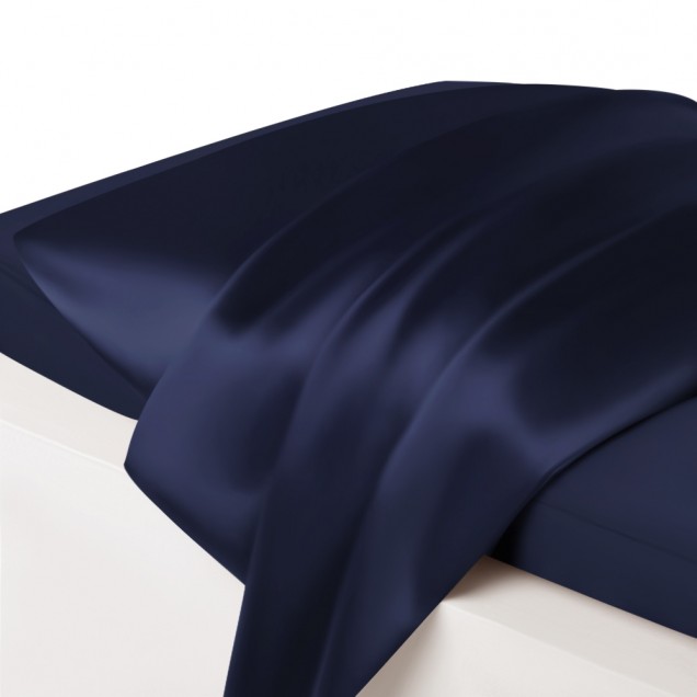 Navy Envelope 22 Momme Mulberry Silk Pillowcase UK