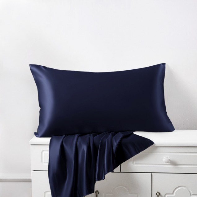 Navy Envelope 22 Momme Mulberry Silk Pillowcase UK