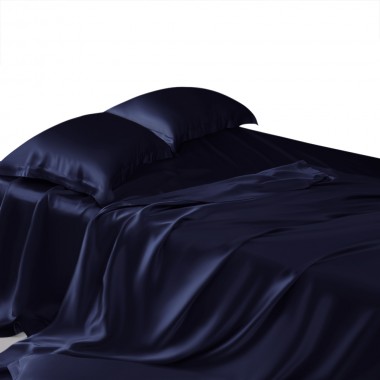 Navy 22 Momme Mulberry Silk Sheet Set UK