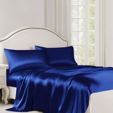 Royal Blue 22 Momme Mulberry Silk Flat Sheet UK