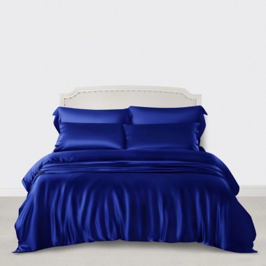 Royal Blue 3 PCS 22 Momme Mulberry Silk Duvet Cover Set UK