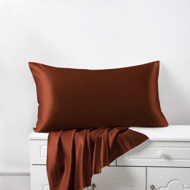 Rust Red 22 Momme Mulberry Silk Pillowcase with Hidden Zipper UK