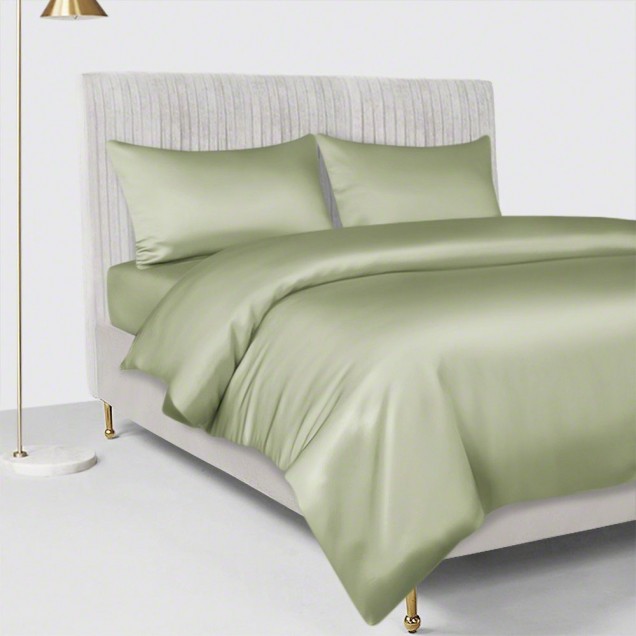 Sage Green 22 Momme Mulberry Silk Duvet Cover UK