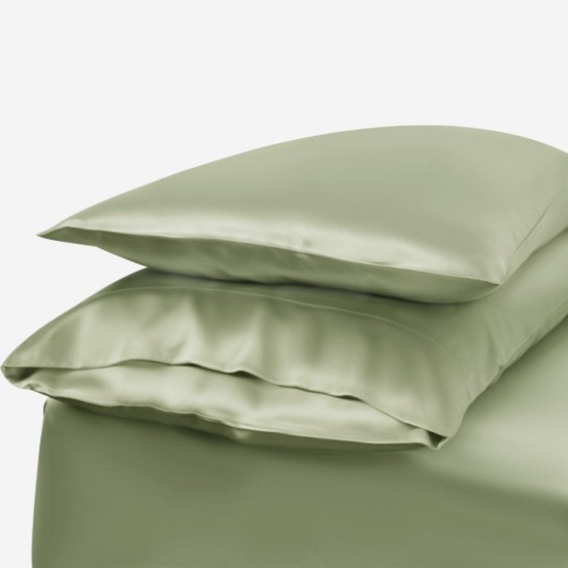 Sage Green Envelope 22 Momme Mulberry Silk Pillowcase UK