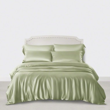 Sage Green 3 PCS 22 Momme Mulberry Silk Duvet Cover Set UK