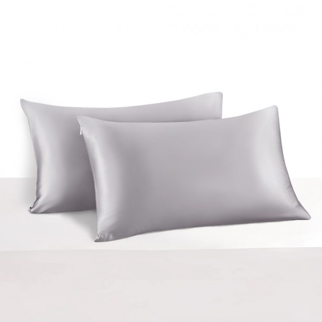 Silver 22 Momme Mulberry Silk Pillowcase with Hidden Zipper UK