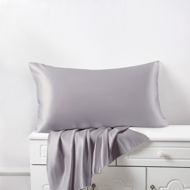 Silver 22 Momme Mulberry Silk Pillowcase with Hidden Zipper UK