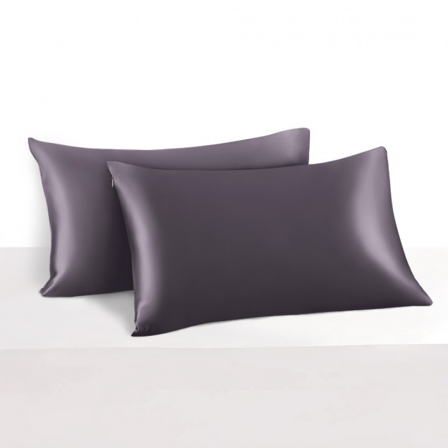 Slate Gray 22 Momme Mulberry Silk Pillowcase with Hidden Zipper UK