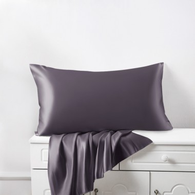 Slate Gray 22 Momme Mulberry Silk Pillowcase with Hidden Zipper UK