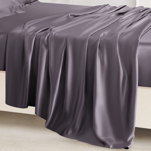 Slate Gray 22 Momme Mulberry Silk Sheet Set UK